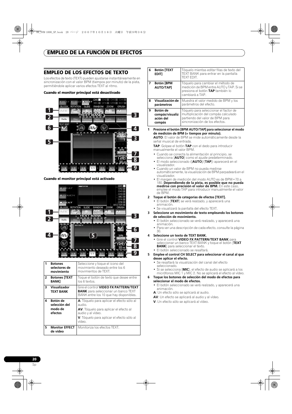 Empleo de los efectos de texto, Empleo de la función de efectos | Pioneer SVM-1000 User Manual | Page 250 / 326