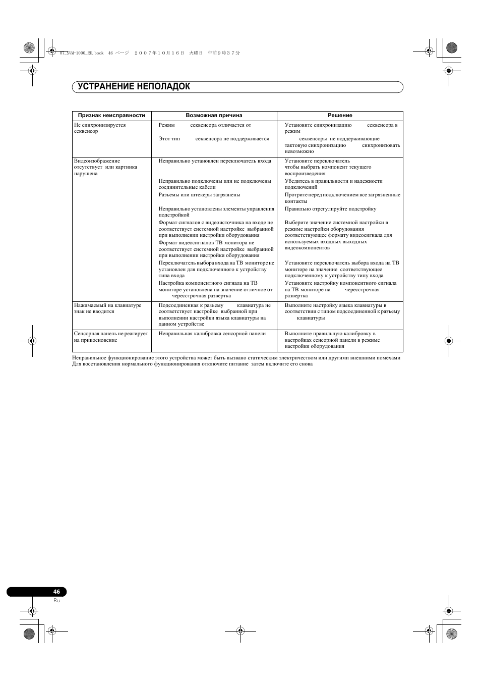 Устранение неполадок | Pioneer SVM-1000 User Manual | Page 322 / 326