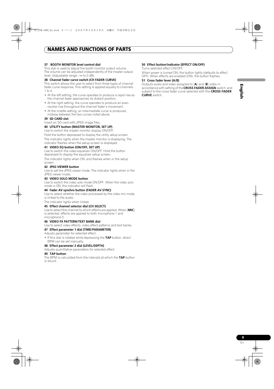 Names and functions of parts | Pioneer SVM-1000 User Manual | Page 9 / 326