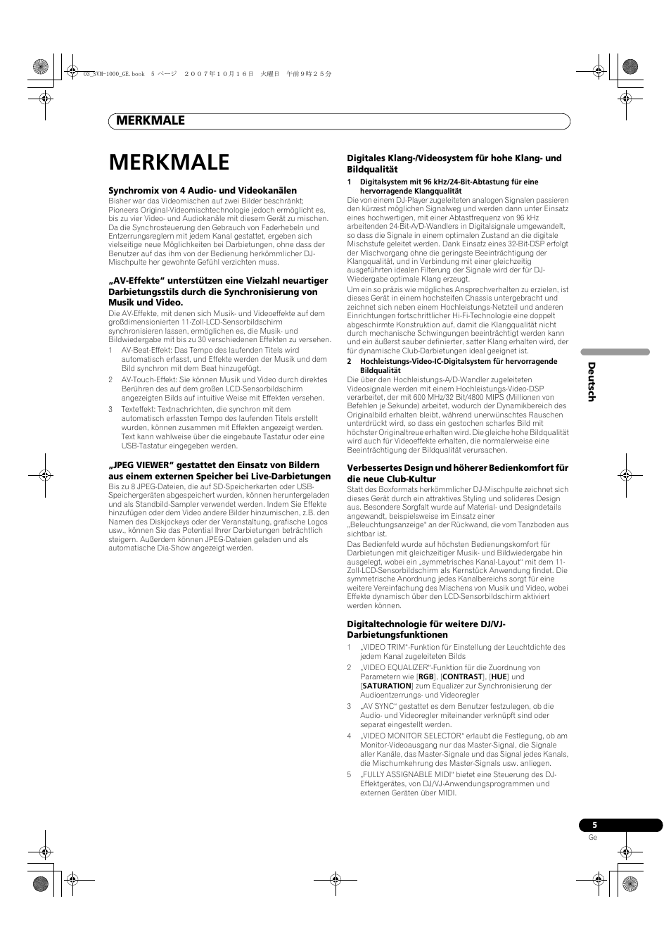 Merkmale | Pioneer SVM-1000 User Manual | Page 97 / 326