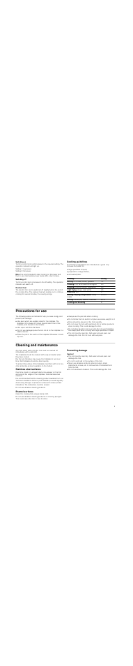 Switching on, Note, Switching off | Residual heat, Cooking guidelines, Preparation of large dishes, Precautions for use, Use a pan with thick flat base, Always use the pan lids when cooking, Pans should be placed on the hob carefully | Bosch PCX345E - Acier inox Table vitrocéramique électrique User Manual | Page 5 / 23