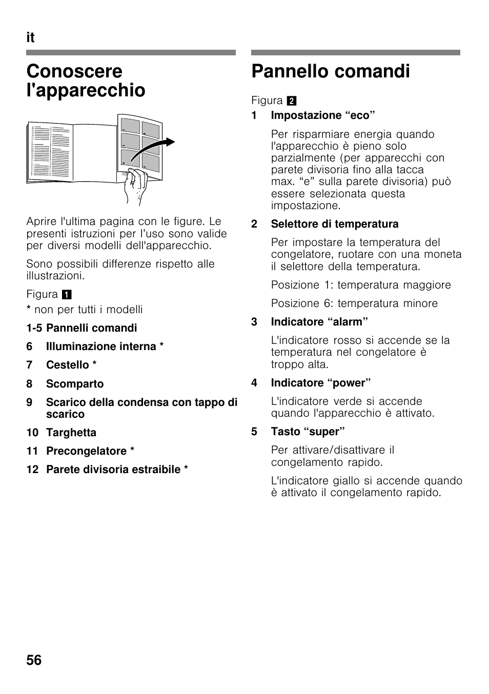 Conoscere l'apparecchio, Pannello comandi, It 56 | Bosch GCM34AW20 User Manual | Page 56 / 85