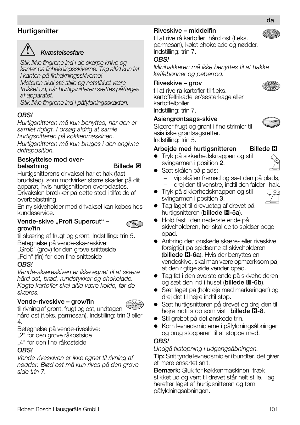 Bosch MUM57810 KITCHEN MACHINE INOX 900W HOME PRO Home Professional User Manual | Page 101 / 208