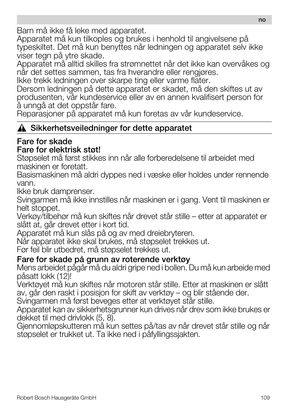 Bosch MUM57810 KITCHEN MACHINE INOX 900W HOME PRO Home Professional User Manual | Page 109 / 208