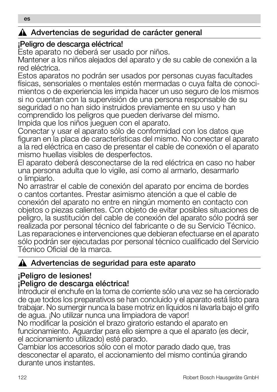 Bosch MUM57810 KITCHEN MACHINE INOX 900W HOME PRO Home Professional User Manual | Page 122 / 208