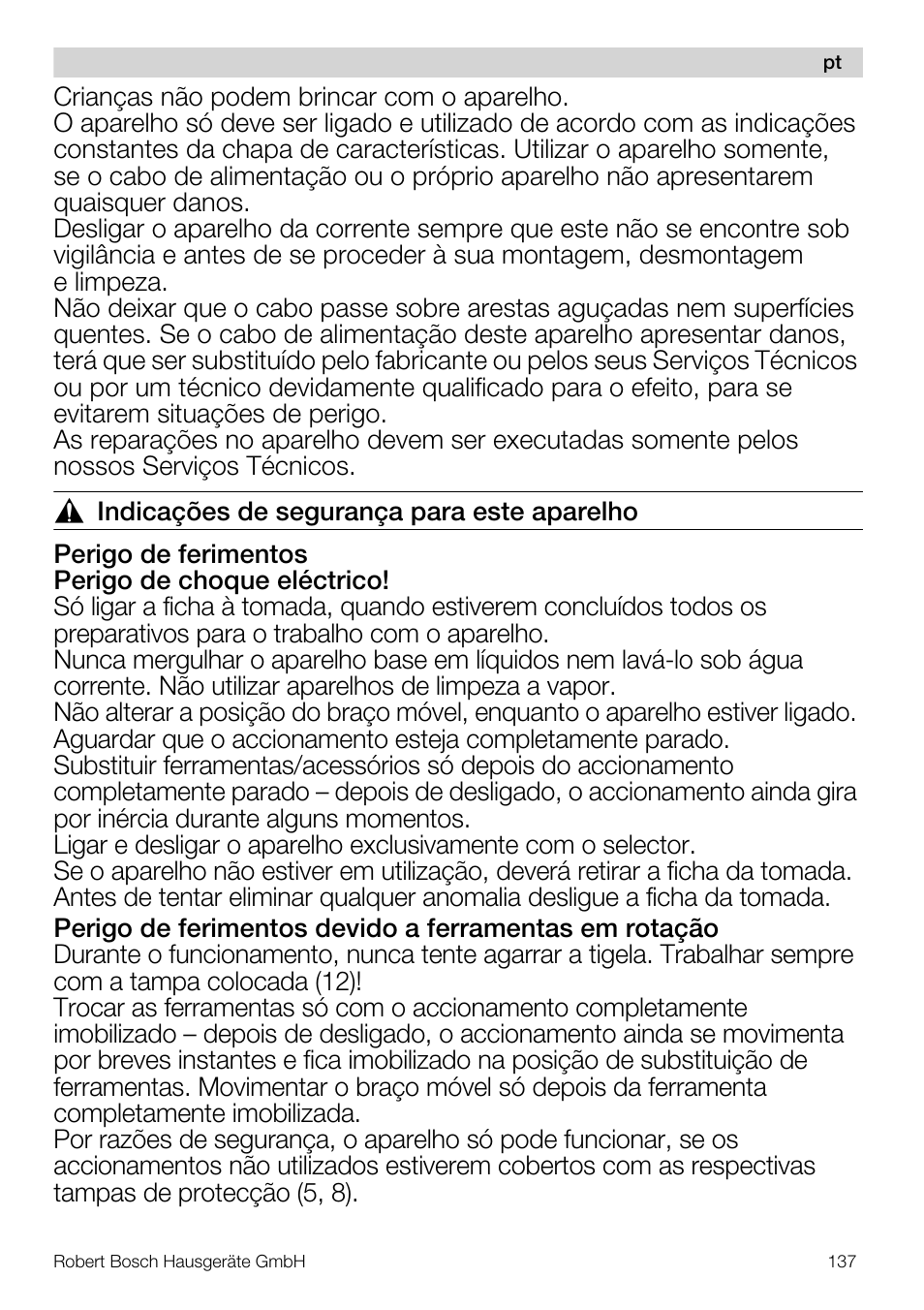 Bosch MUM57810 KITCHEN MACHINE INOX 900W HOME PRO Home Professional User Manual | Page 137 / 208