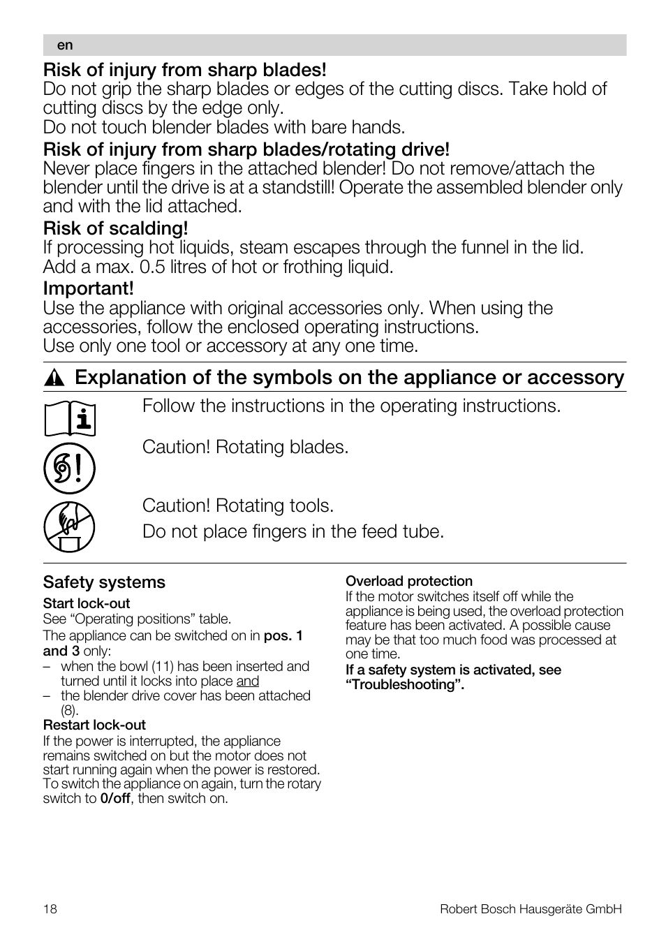 Bosch MUM57810 KITCHEN MACHINE INOX 900W HOME PRO Home Professional User Manual | Page 18 / 208