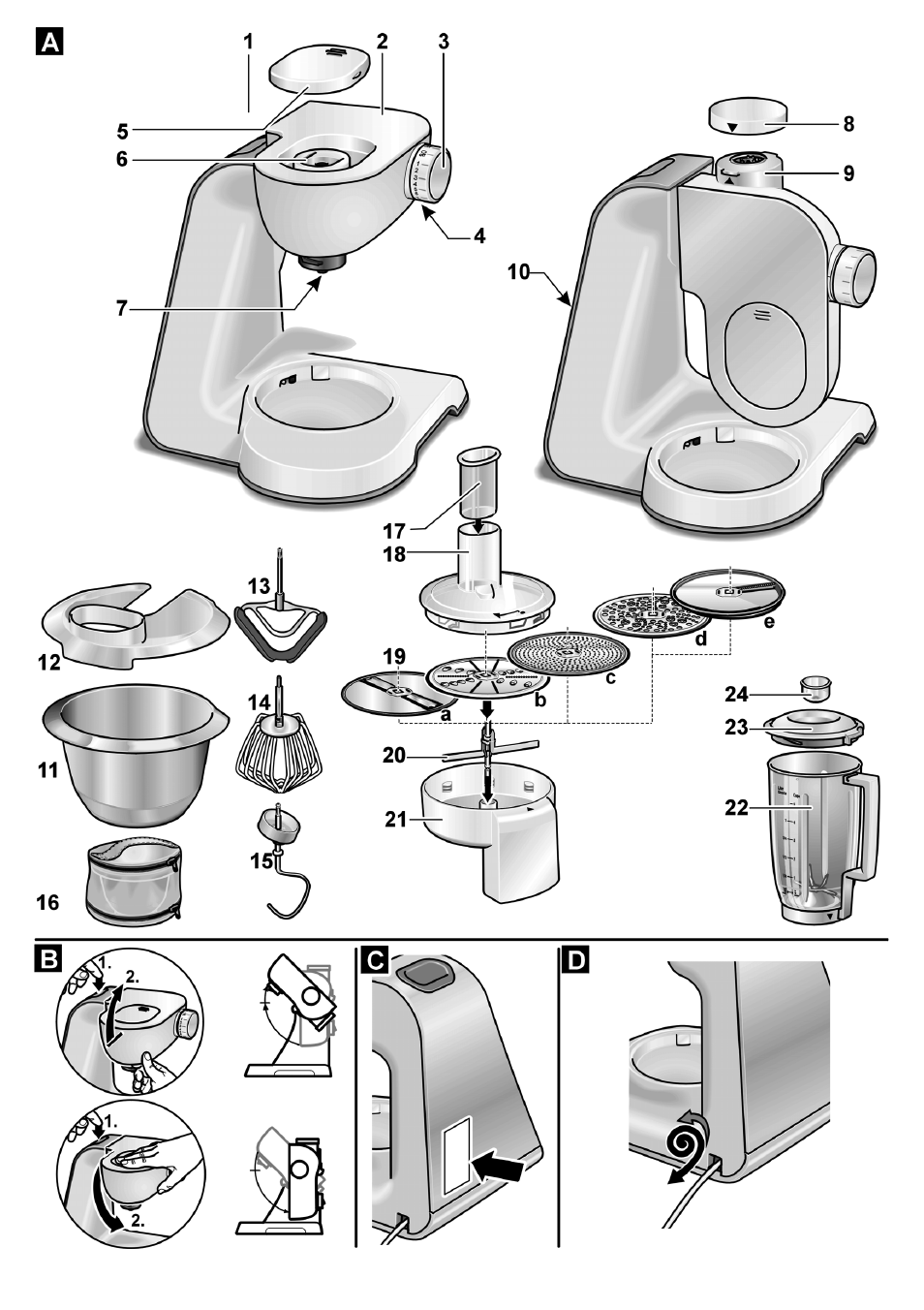 Bosch MUM57810 KITCHEN MACHINE INOX 900W HOME PRO Home Professional User Manual | Page 204 / 208