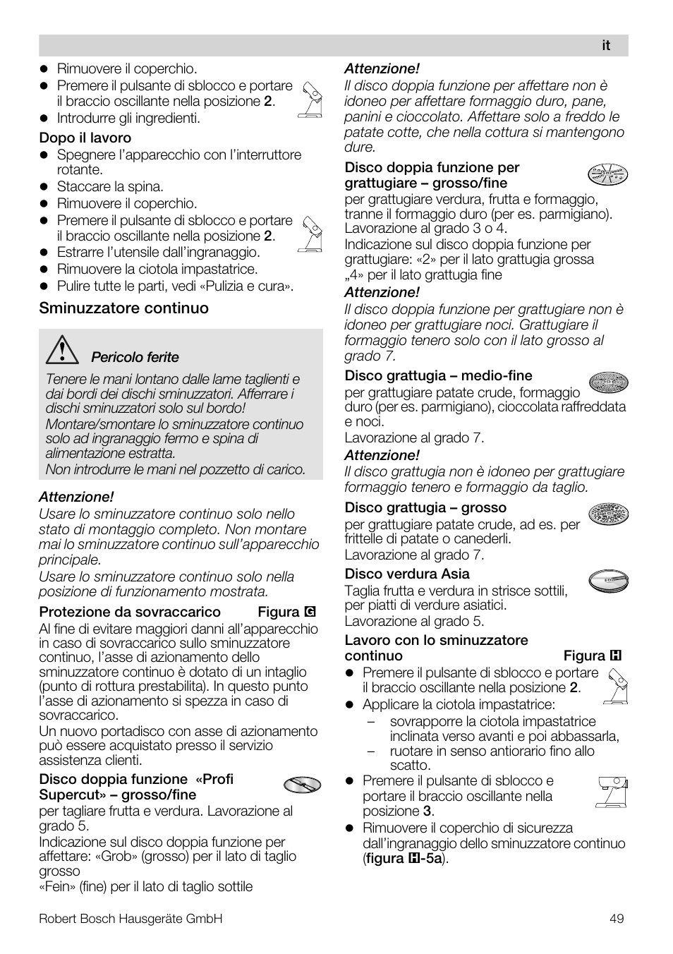 Bosch MUM57810 KITCHEN MACHINE INOX 900W HOME PRO Home Professional User Manual | Page 49 / 208