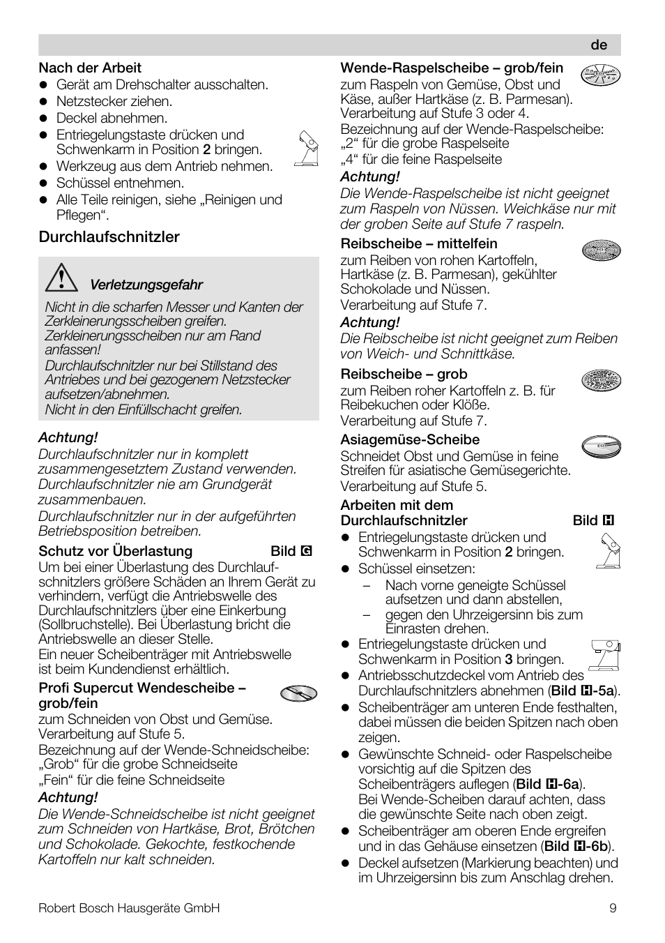 Bosch MUM57810 KITCHEN MACHINE INOX 900W HOME PRO Home Professional User Manual | Page 9 / 208