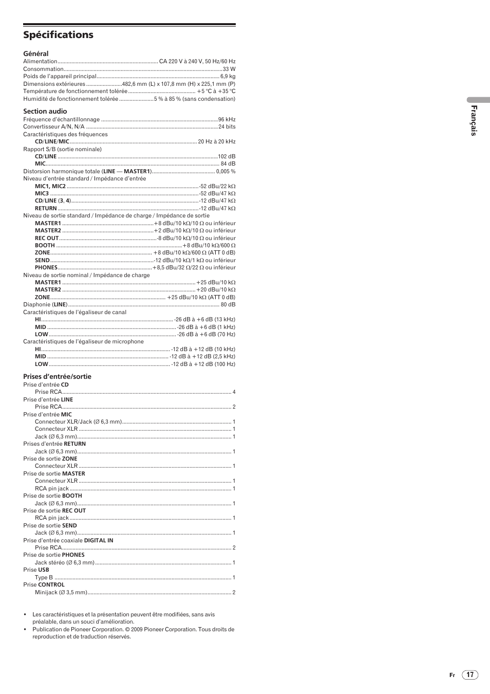 Spécifications, Drb1492-b | Pioneer DJM-5000 User Manual | Page 33 / 114