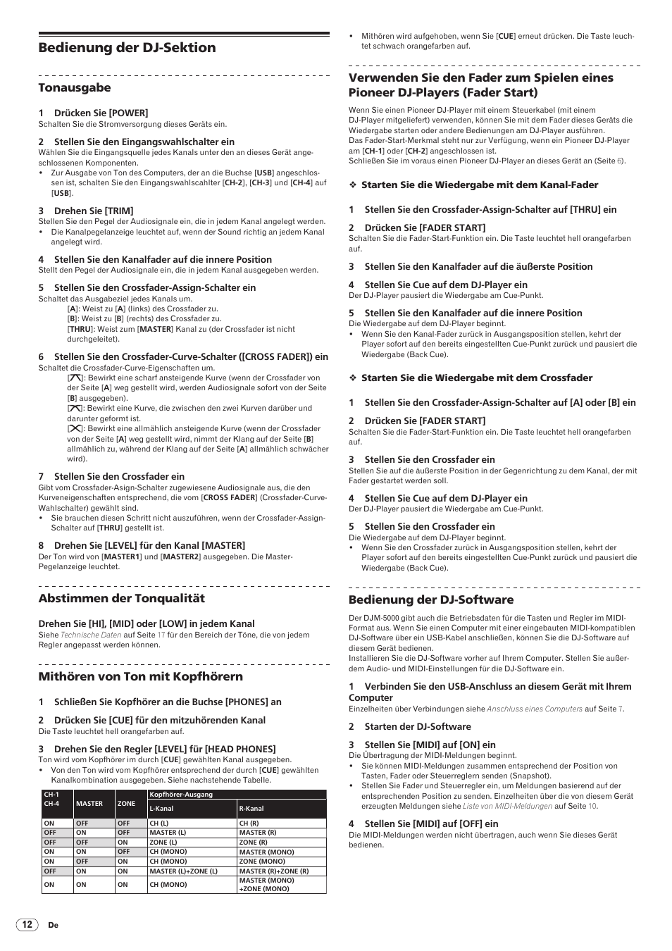 Bedienung der dj-sektion, Drb1492-b, Tonausgabe | Abstimmen der tonqualität, Mithören von ton mit kopfhörern, Bedienung der dj-software | Pioneer DJM-5000 User Manual | Page 44 / 114