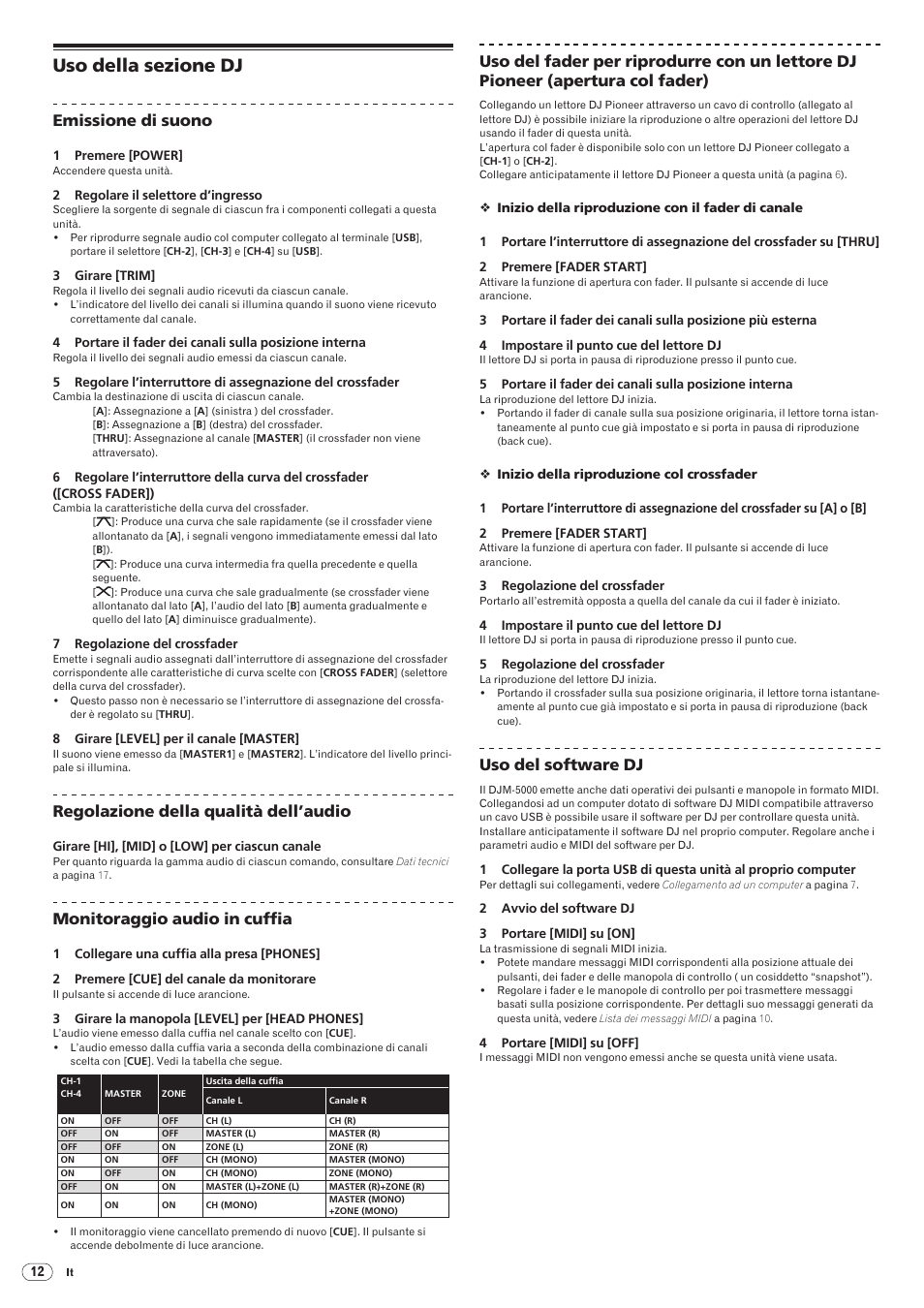 Uso della sezione dj, Drb1492-b, Emissione di suono | Regolazione della qualità dell’audio, Monitoraggio audio in cuffia, Uso del software dj | Pioneer DJM-5000 User Manual | Page 60 / 114