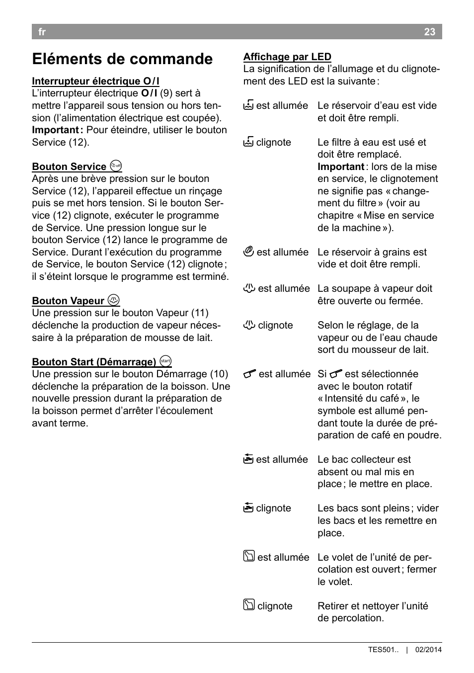 Eléments de commande | Bosch TES50129RW VeroCafe Machine à café Expresso automatique Noir User Manual | Page 27 / 122