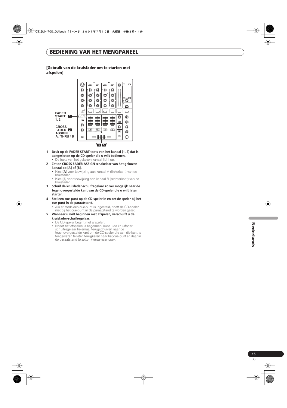 Bediening van het mengpaneel | Pioneer DJM-700-S User Manual | Page 119 / 184