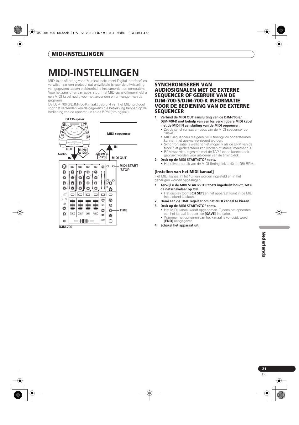 Midi-instellingen | Pioneer DJM-700-S User Manual | Page 125 / 184