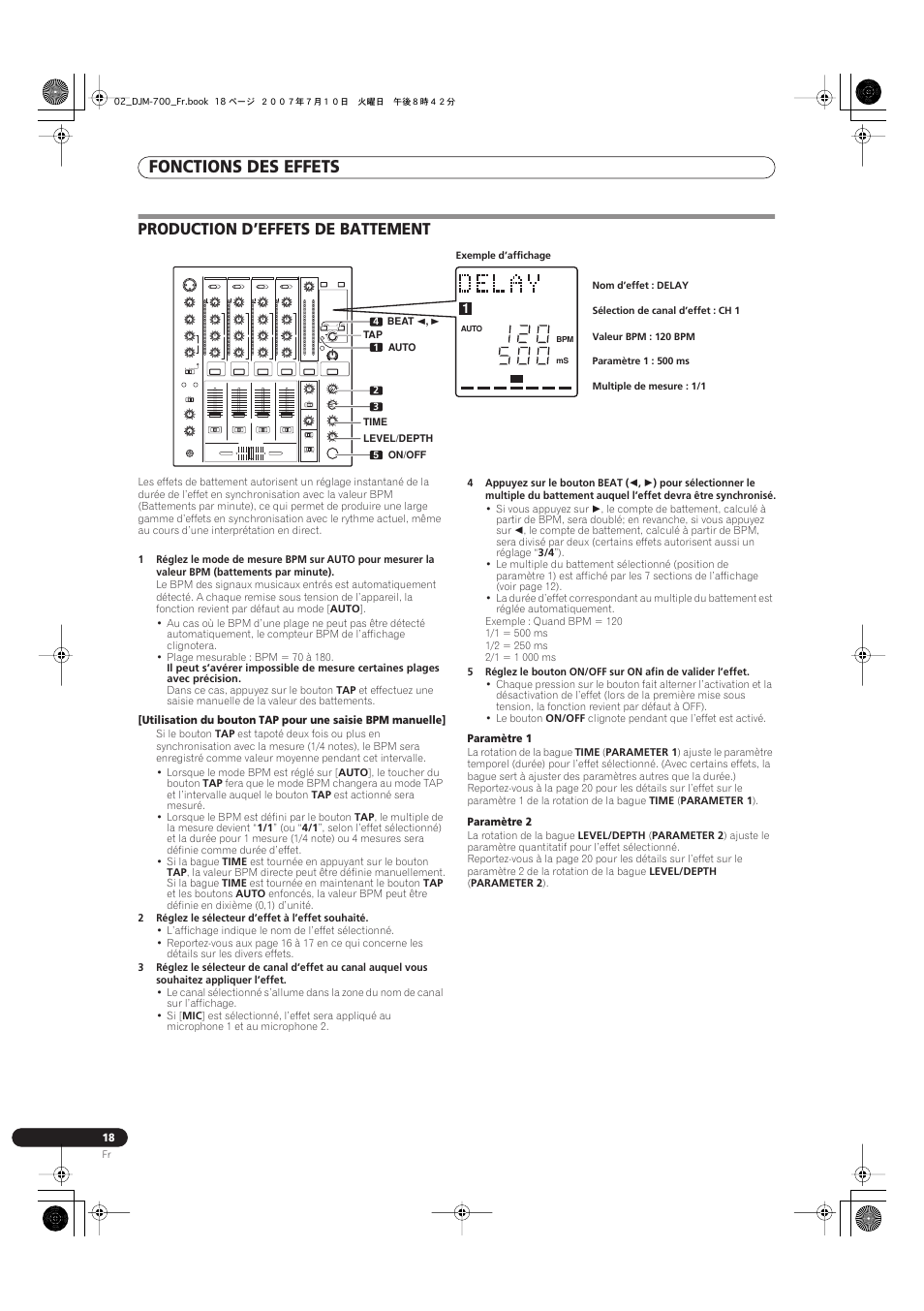 Production d’effets de battement, Fonctions des effets | Pioneer DJM-700-S User Manual | Page 44 / 184