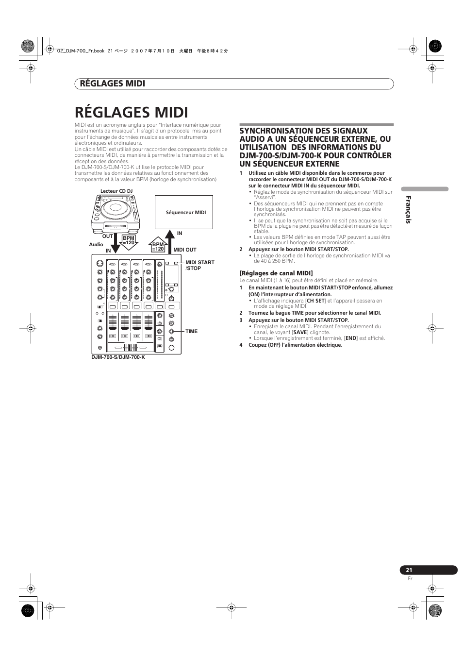Réglages midi | Pioneer DJM-700-S User Manual | Page 47 / 184