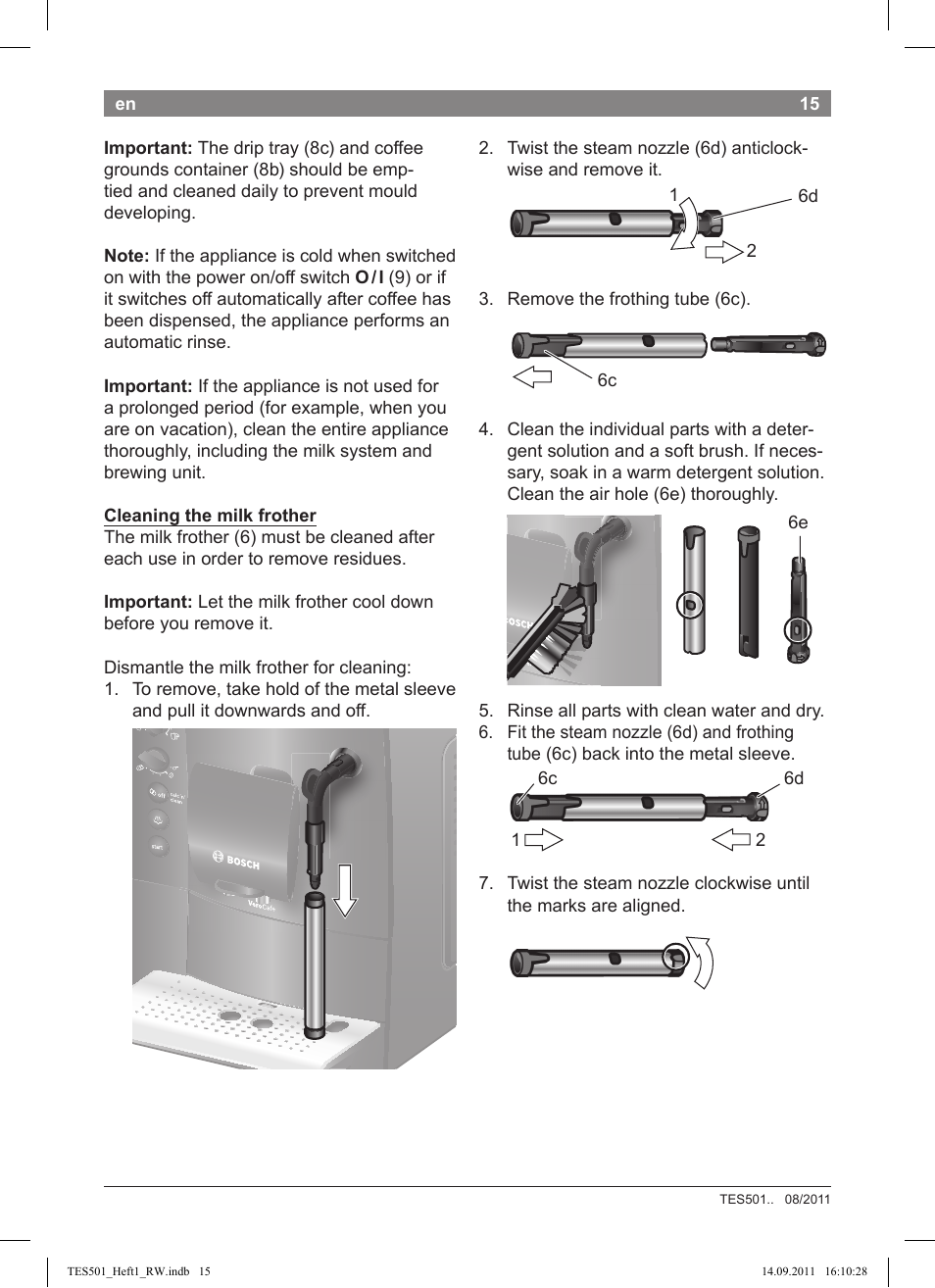 Bosch TES50129RW VeroCafe Machine à café Expresso automatique Noir User Manual | Page 15 / 117