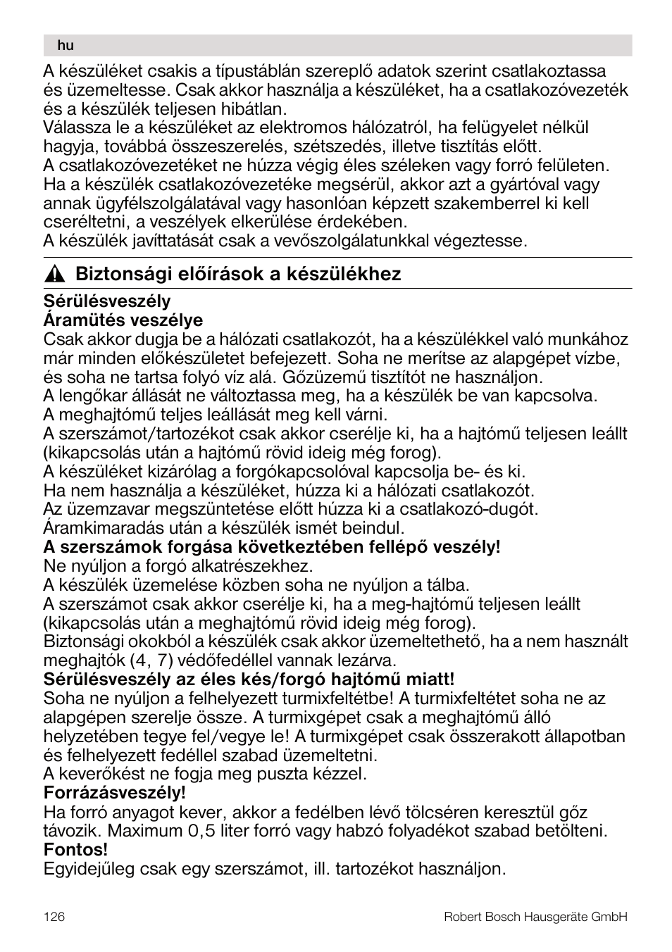 Bosch MUM4640 ROBOT BLANC ROSE 550W BLENDER BOL PLASTI User Manual | Page 126 / 174