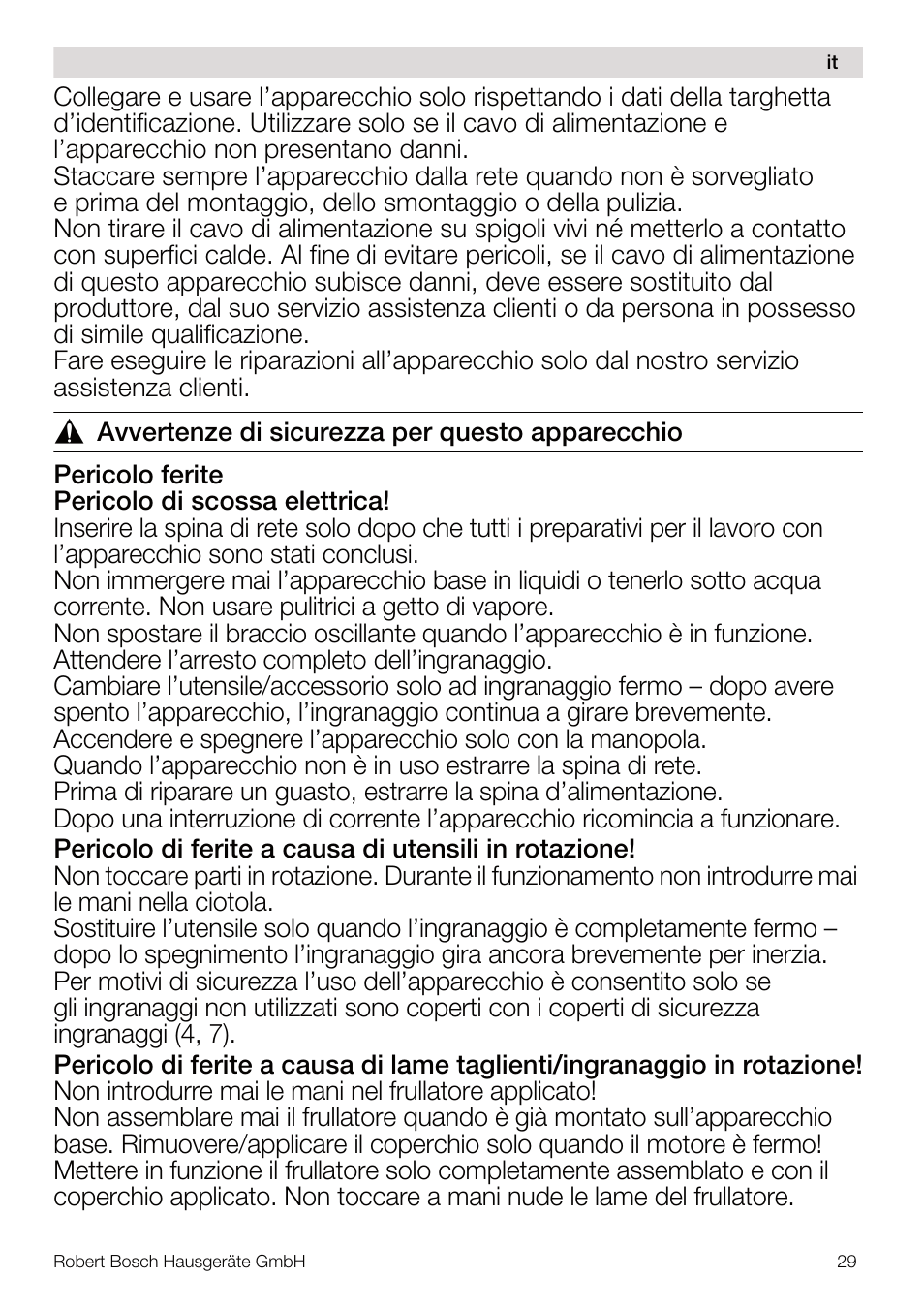 Bosch MUM4640 ROBOT BLANC ROSE 550W BLENDER BOL PLASTI User Manual | Page 29 / 174