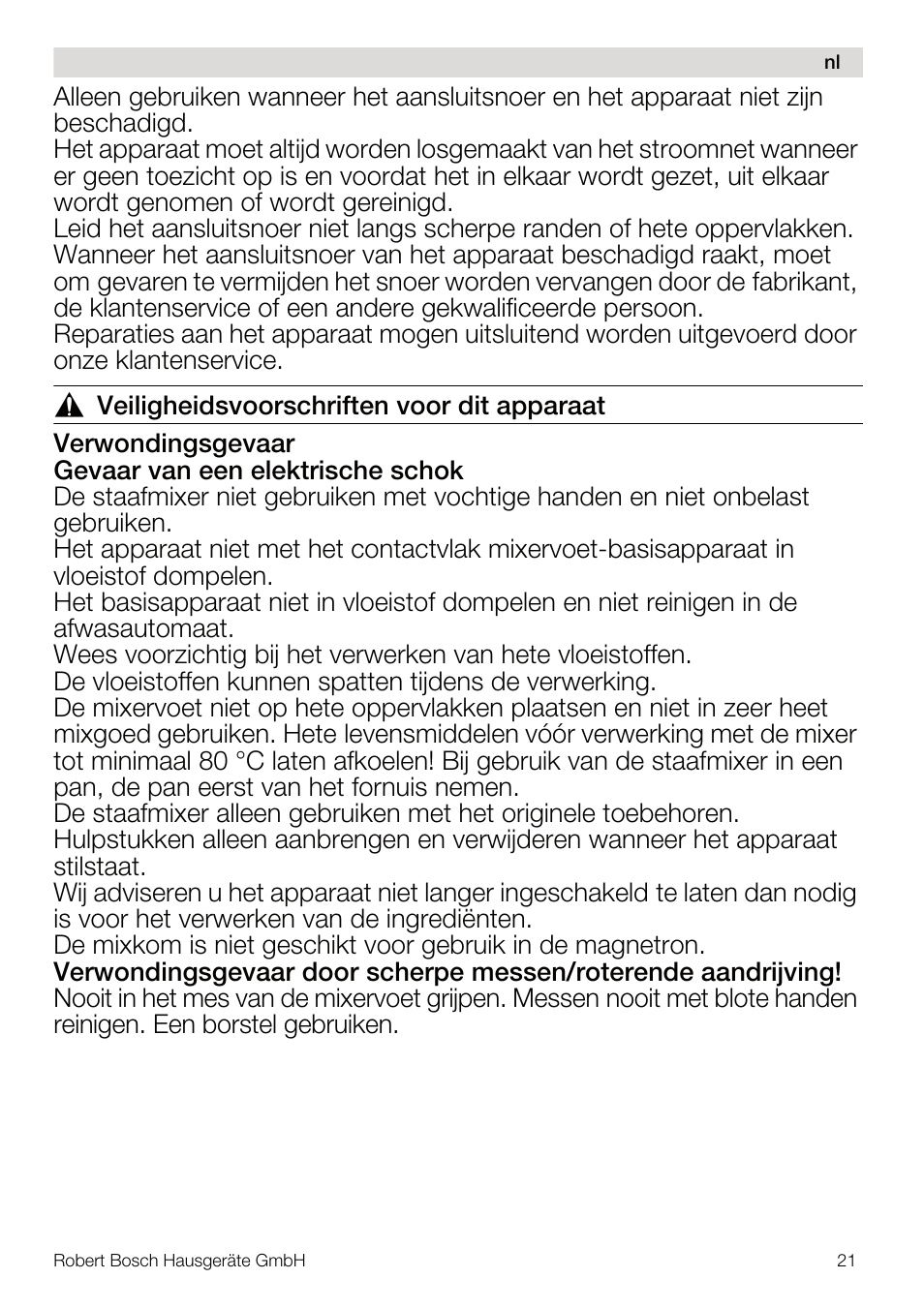 Bosch MSM67160 Mixeur plongeant noir gris User Manual | Page 21 / 98