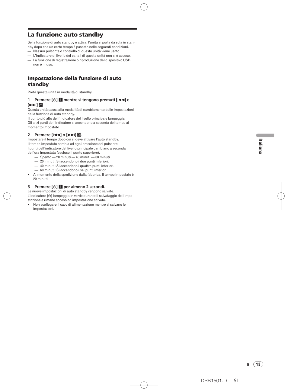 La funzione auto standby | Pioneer DJM-350-W User Manual | Page 61 / 116