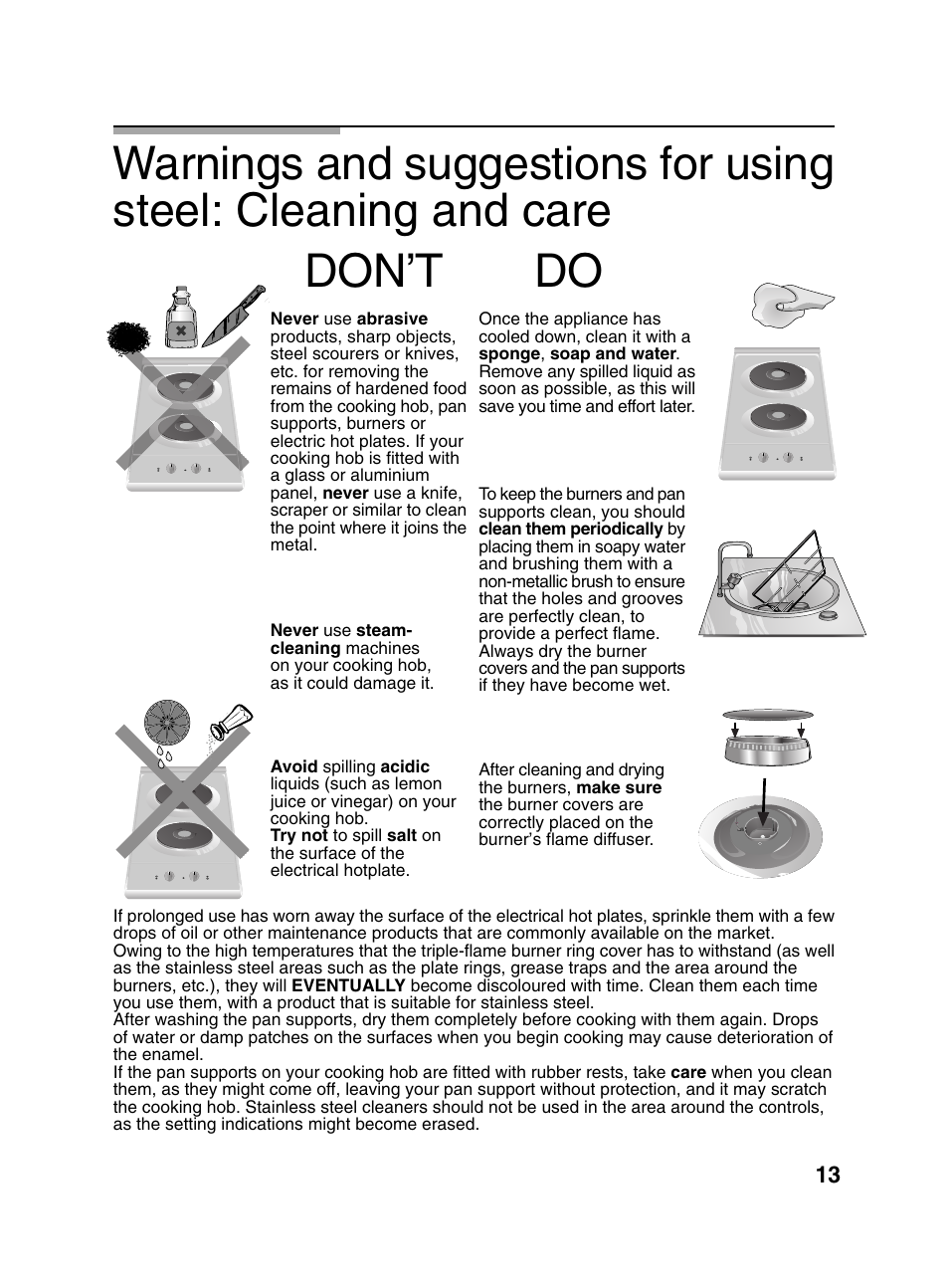 Don’t do | Bosch PCD345DEU Domino gaz 30 cm User Manual | Page 14 / 86