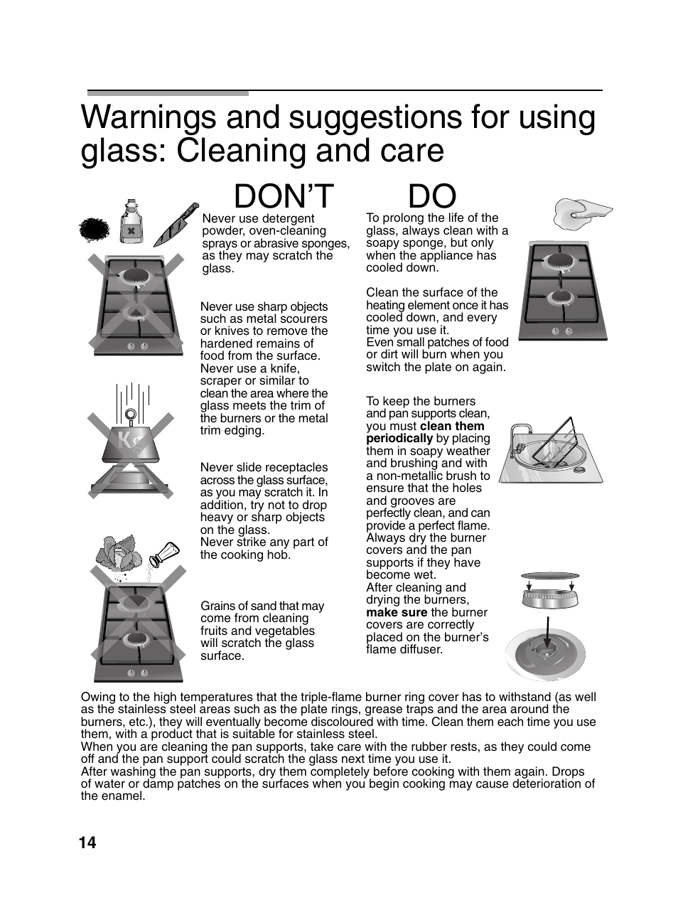 Don’t do | Bosch PCD345DEU Domino gaz 30 cm User Manual | Page 15 / 86