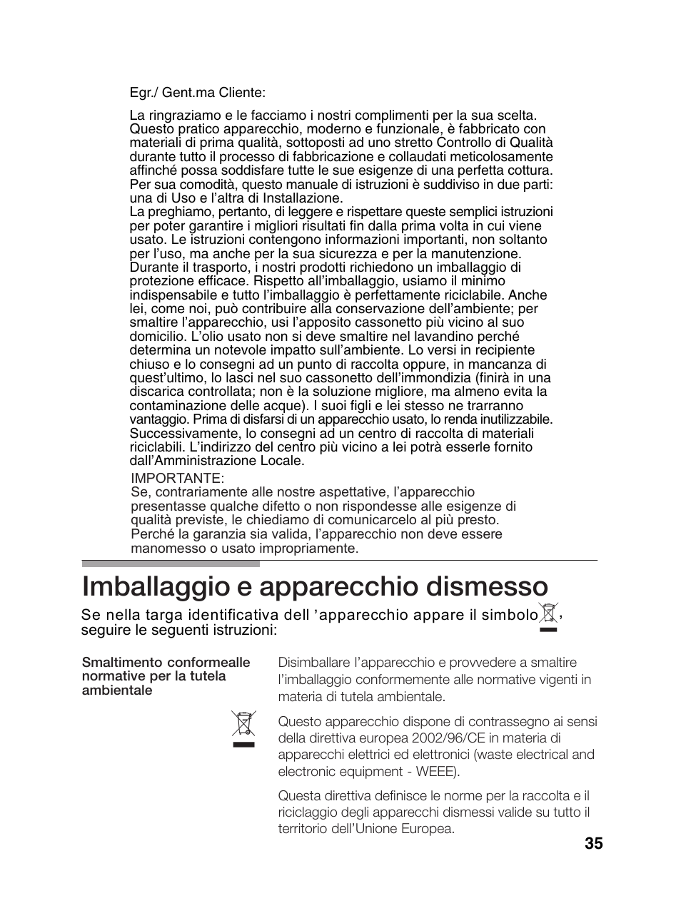 Imballaggio e apparecchio dismesso | Bosch PCD345DEU Domino gaz 30 cm User Manual | Page 36 / 86