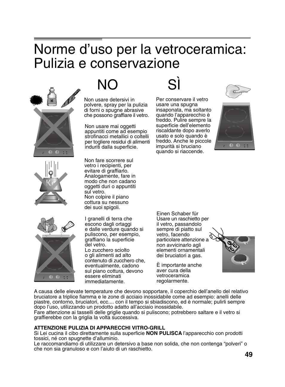 No sì | Bosch PCD345DEU Domino gaz 30 cm User Manual | Page 50 / 86