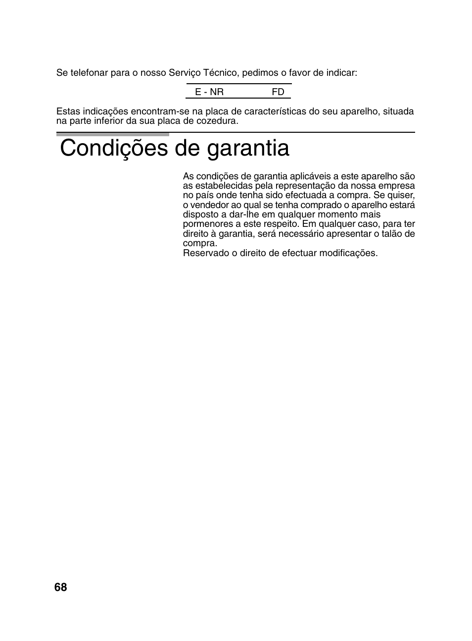Condições de garantia | Bosch PCD345DEU Domino gaz 30 cm User Manual | Page 69 / 86