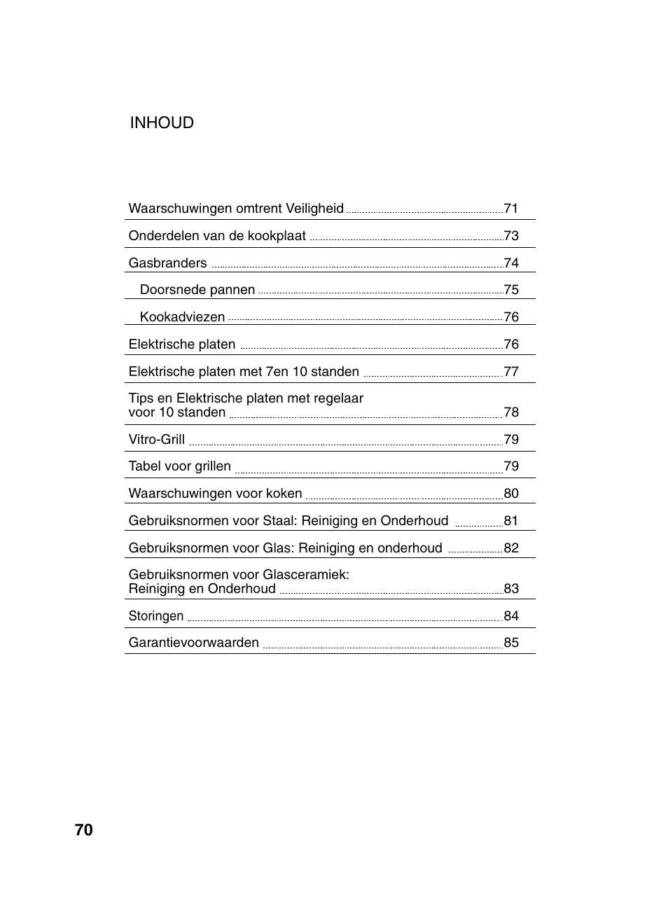 Inhoud | Bosch PCD345DEU Domino gaz 30 cm User Manual | Page 71 / 86