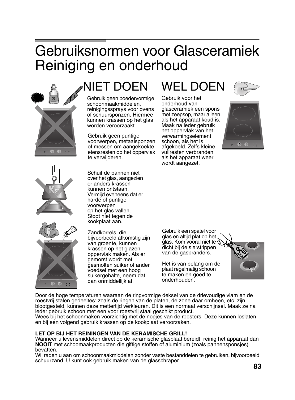 Niet doen wel doen | Bosch PCD345DEU Domino gaz 30 cm User Manual | Page 84 / 86