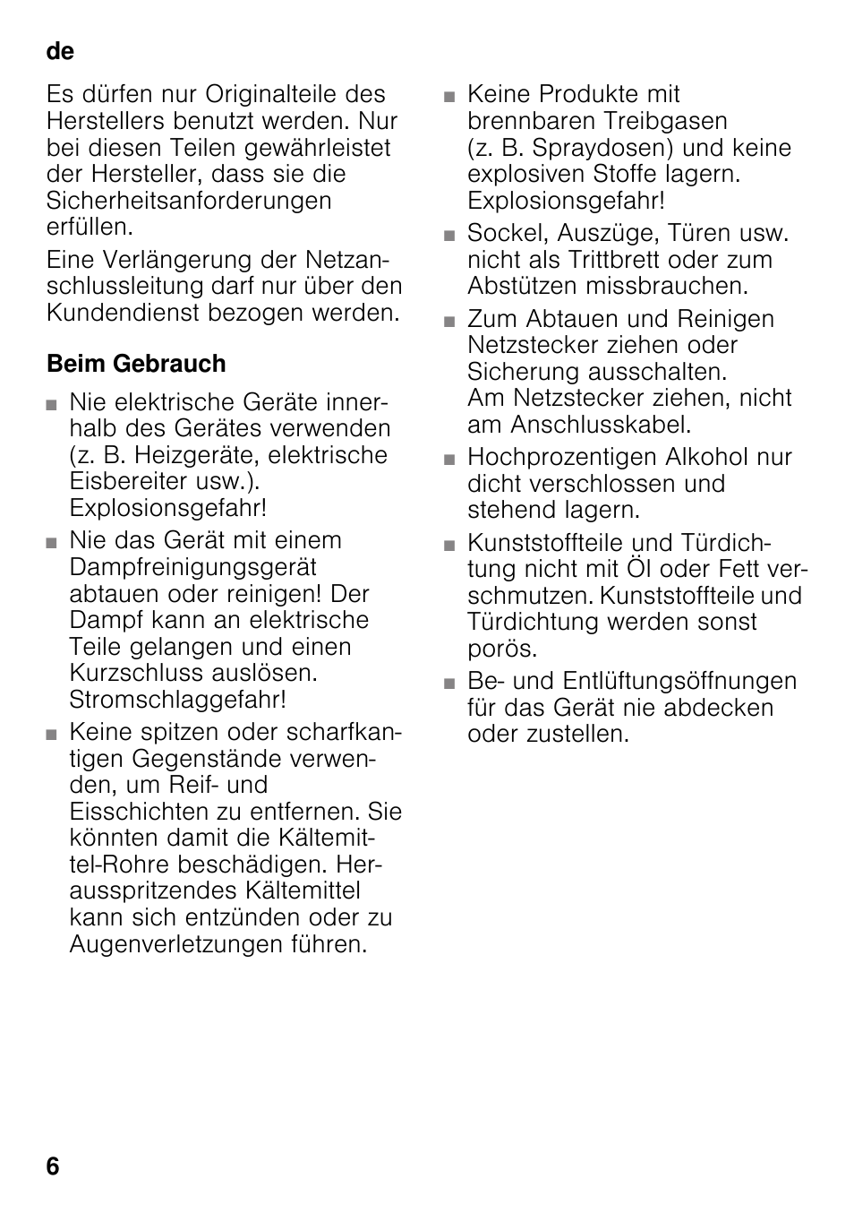 Beim gebrauch | Bosch KSV36VL30 Réfrigérateur 1 porte Confort User Manual | Page 6 / 78
