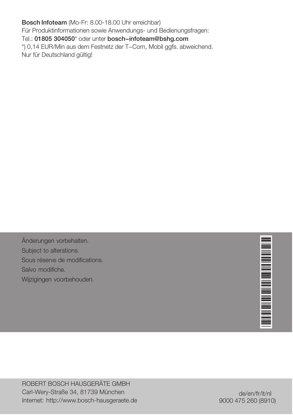 Bosch KSW38940 Cave à vin de vieillissement Premium Luxe User Manual | Page 75 / 75