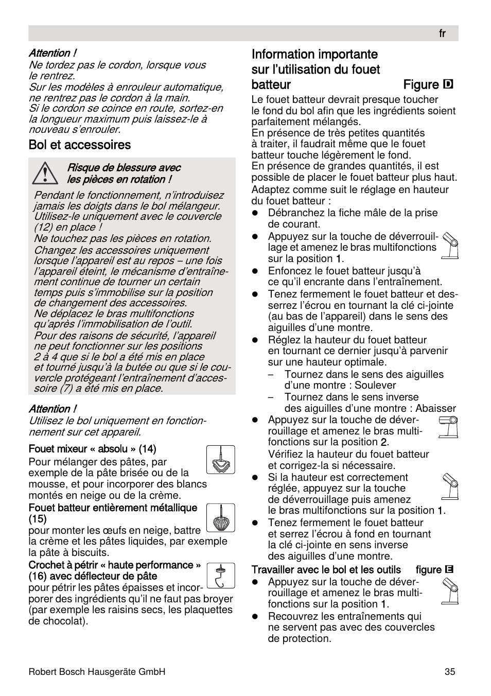Bol et accessoires | Bosch MUMXL10T Kitchen machine MaxxiMUM User Manual | Page 35 / 132