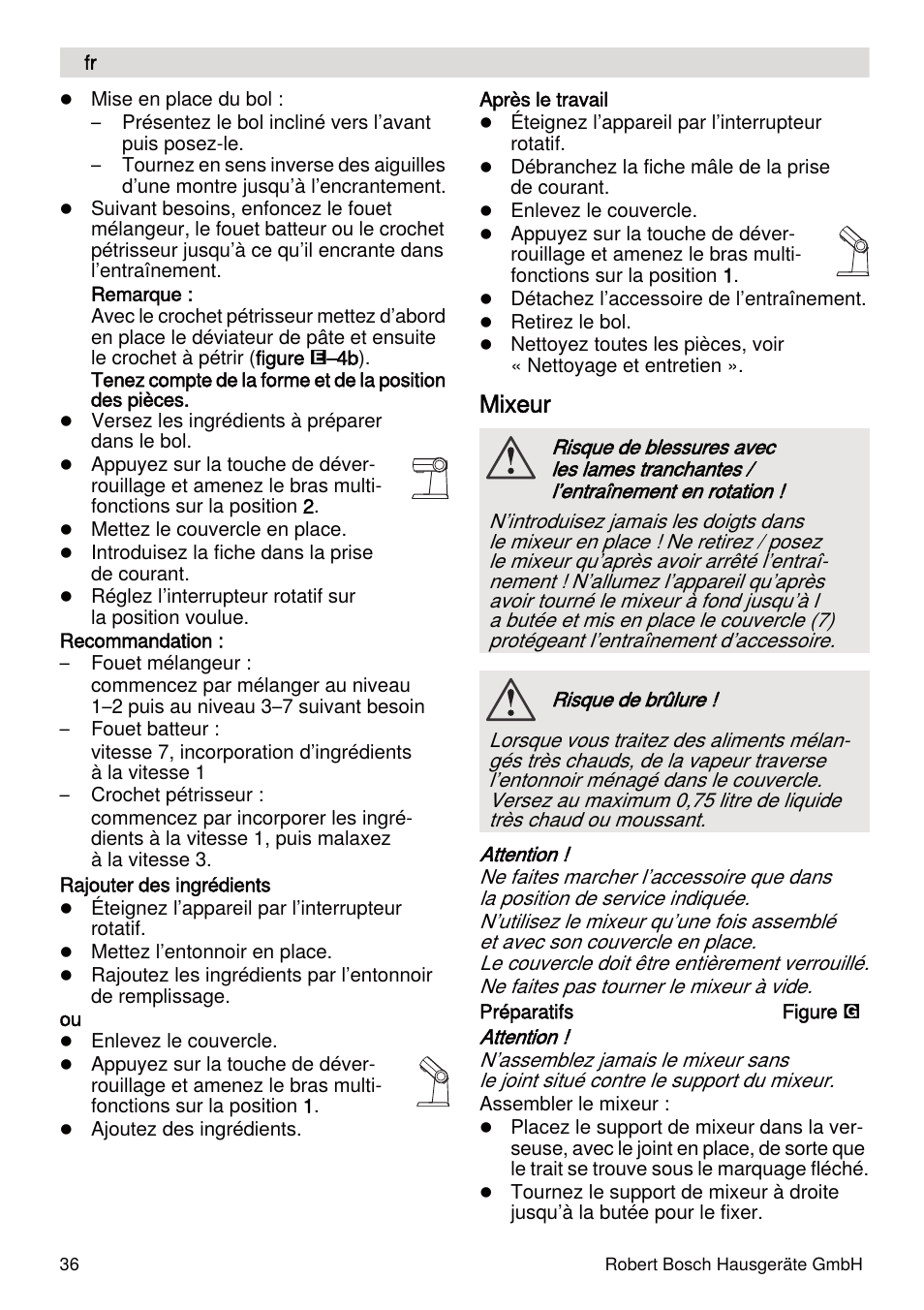Mixeur | Bosch MUMXL10T Kitchen machine MaxxiMUM User Manual | Page 36 / 132