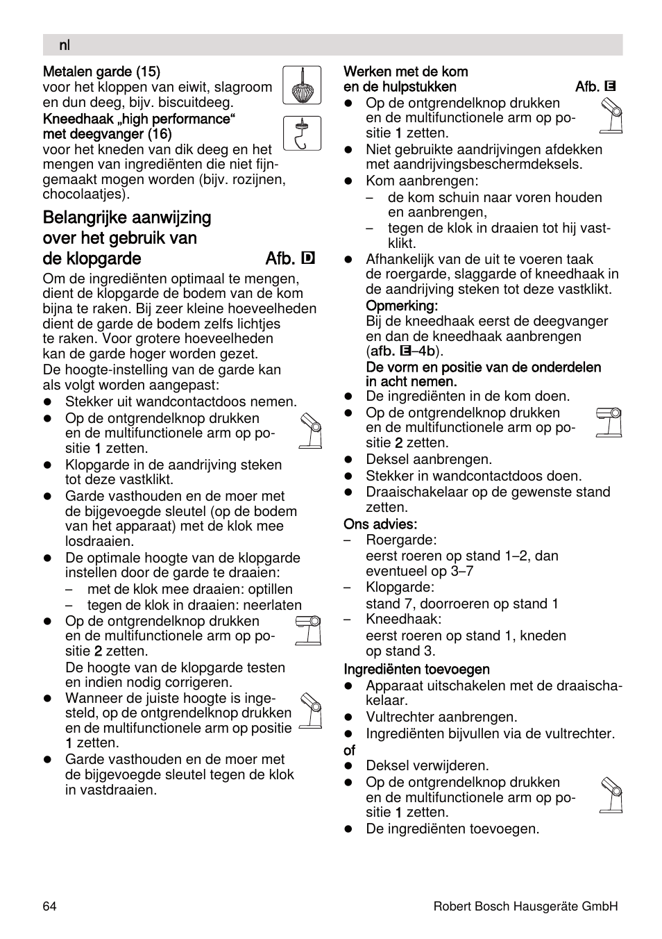 Bosch MUMXL10T Kitchen machine MaxxiMUM User Manual | Page 64 / 132