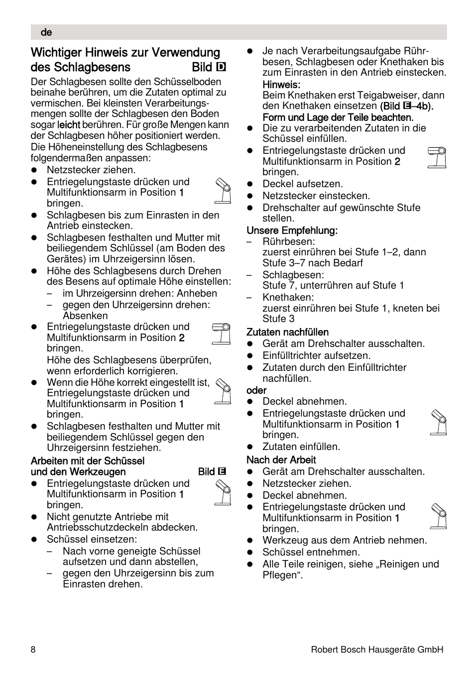 Bosch MUMXL10T Kitchen machine MaxxiMUM User Manual | Page 8 / 132