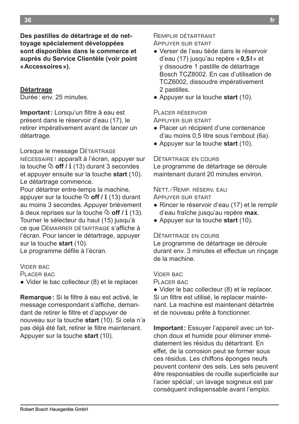 Bosch TES50621RW VeroCafe LattePro Machine à café Expresso automatique Titanium User Manual | Page 40 / 134