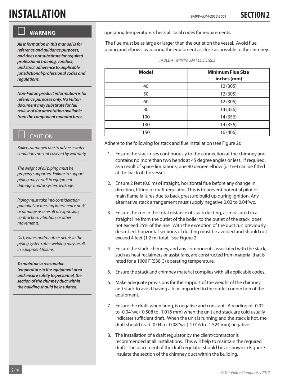 Installation | Fulton VMP Hot Water (VMPW) User Manual | Page 20 / 52