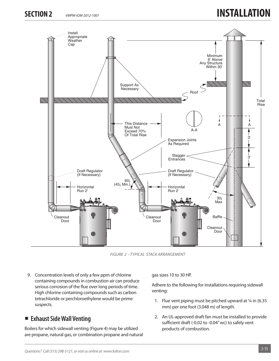 Installation, Exhaust side wall venting | Fulton VMP Hot Water (VMPW) User Manual | Page 21 / 52