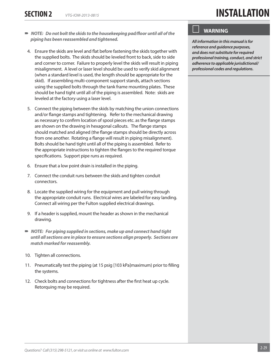 Installation | Fulton Vantage (VTG) Fully Condensing Hydronic Boiler User Manual | Page 35 / 96