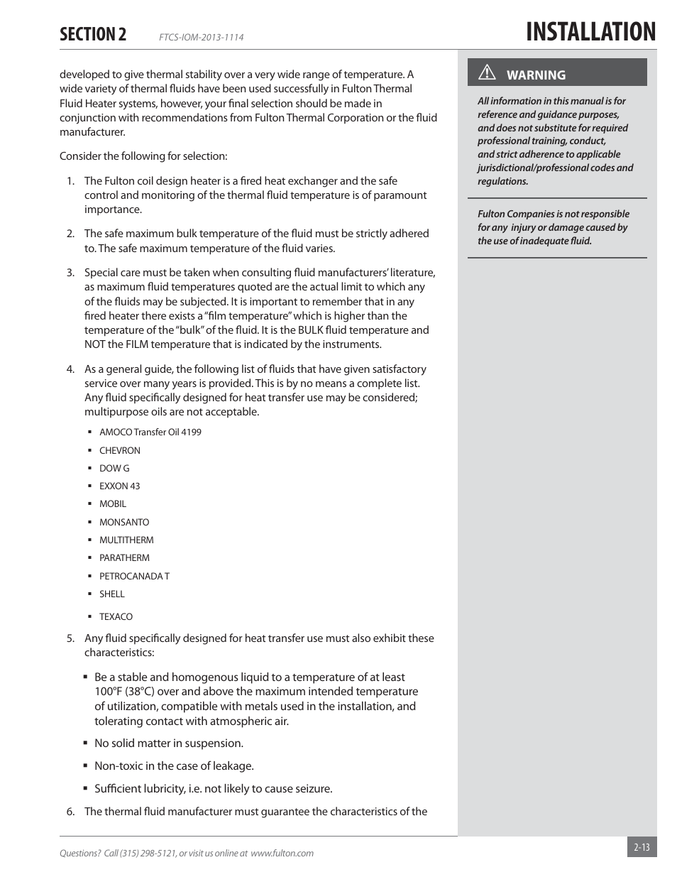 Installation | Fulton Vertical Coil (FT-C_S) Thermal Fluid (hot oil) Heater User Manual | Page 19 / 92