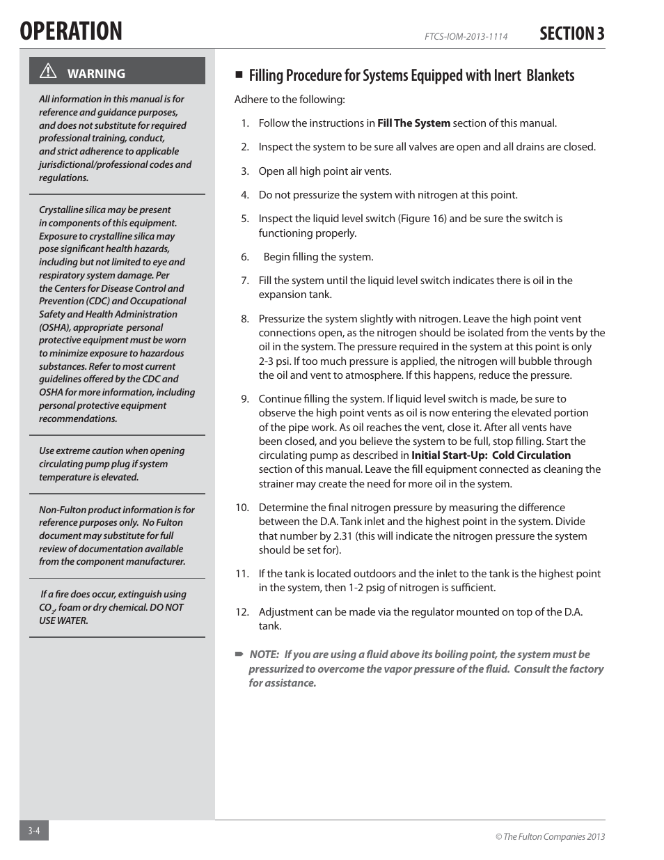 Operation | Fulton Vertical Coil (FT-C_S) Thermal Fluid (hot oil) Heater User Manual | Page 44 / 92