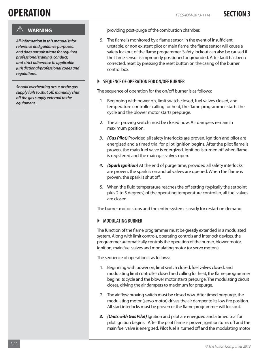 Operation | Fulton Vertical Coil (FT-C_S) Thermal Fluid (hot oil) Heater User Manual | Page 50 / 92