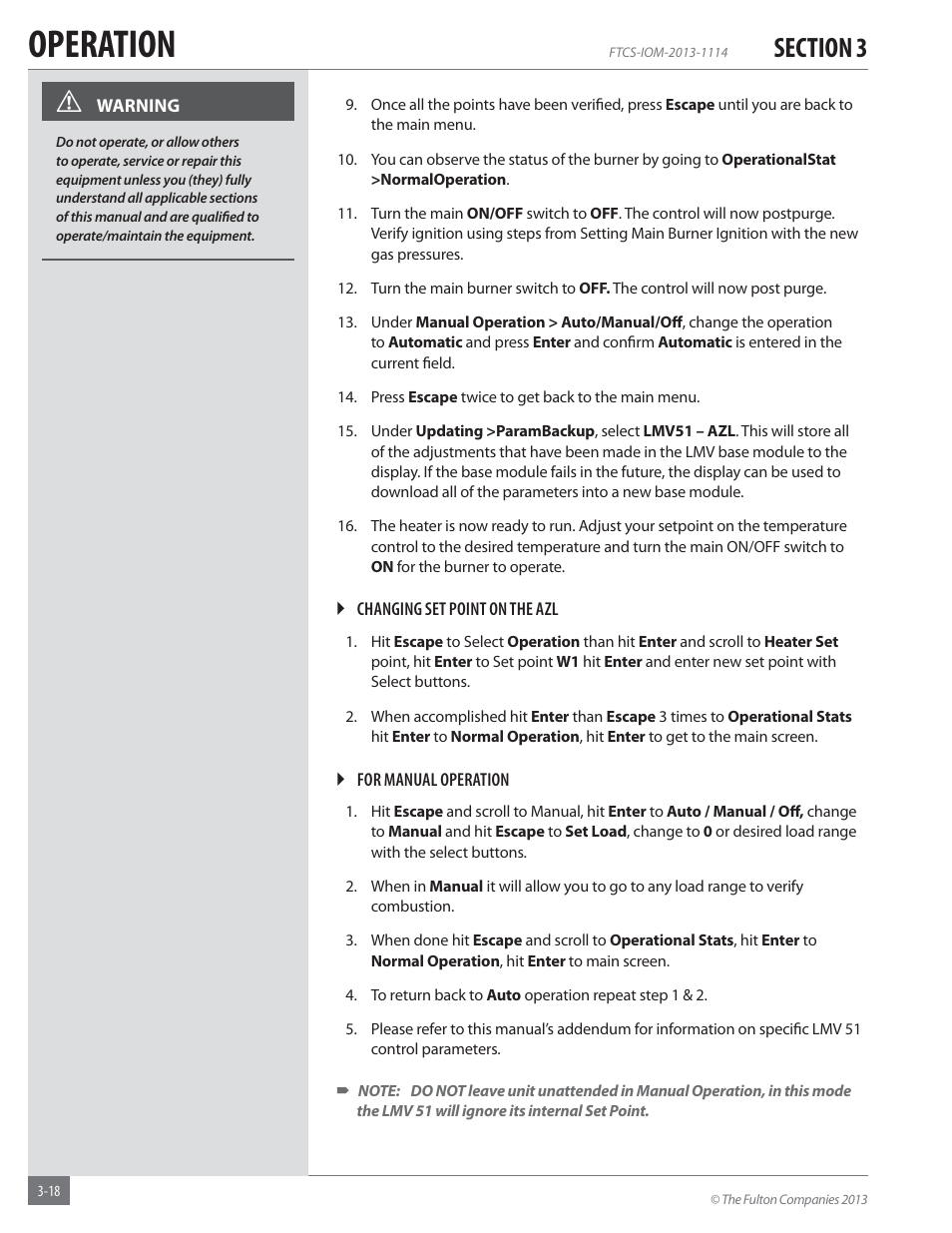Operation | Fulton Vertical Coil (FT-C_S) Thermal Fluid (hot oil) Heater User Manual | Page 58 / 92