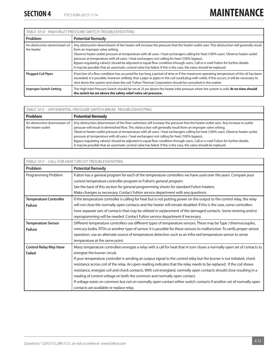 Maintenance | Fulton Vertical Coil (FT-C_S) Thermal Fluid (hot oil) Heater User Manual | Page 81 / 92