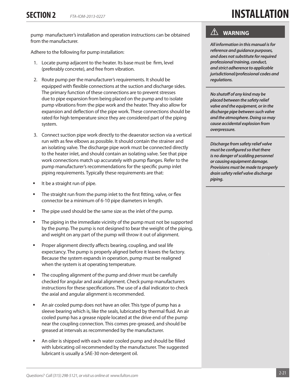 Installation | Fulton Vertical Tubeless (FT-A) Thermal Fluid (hot oil) Heater User Manual | Page 27 / 84
